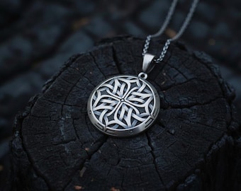 Celtic Shield Knot Pendant 925 Sterling Silver Oxidized Finish Norse Mythology Necklace Gift