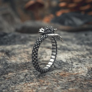 Dragon Ring 925 Silver | Mythical Creature Scale Band | Unique Mens Gothic Jewelry | Handcrafted Statement Piece