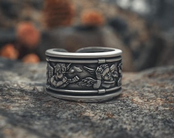 Divine Angel 925 Sterling Silver Ring | Handcrafted Cherub Relief Band | Spiritual Protection Jewelry | Unisex Religious Gift
