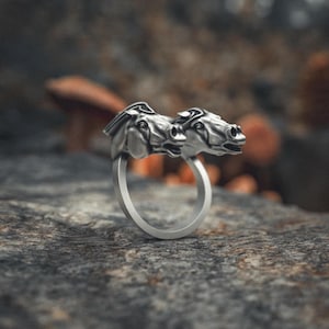 Horse Head Ring 925 Sterling Silver | Dual Equestrian Statement Ring | Handcrafted Animal Jewelry Perfect Gift for Horse Lovers