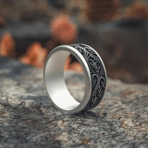 Ornate Silver Ring 925 Sterling | Intricate Scrollwork Design | Unique Mens Wedding Band | Handcrafted Statement Piece