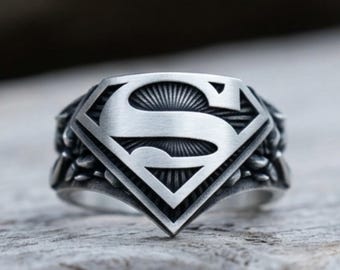 Sterling Silver Superman Symbol Ring - Etsy