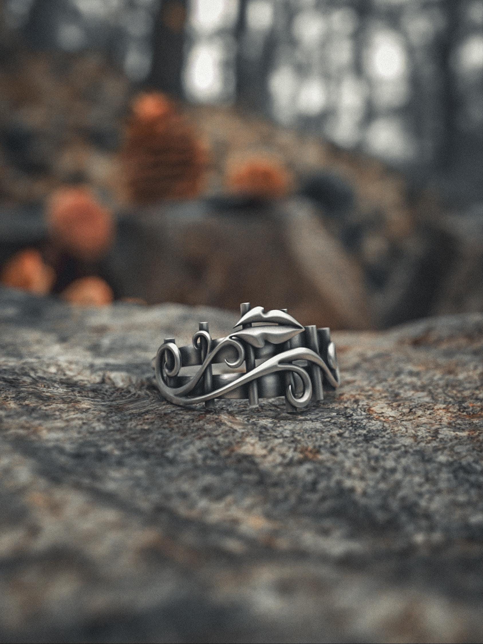 Leaf Vine Ring 925 Sterling Silver Botanical Handcrafted Unisex Nature-Inspired Organic Design Elegant Scrollwork Perfect Gift for Garden