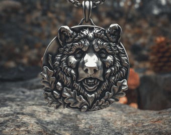 Handcrafted Sterling Silver Bear Pendant Necklace: Wilderness Jewelry