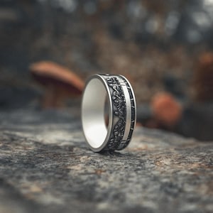 Floral Wedding Band 925 Sterling Silver | Men&#39;s Vintage Style Ring with Greek Key Pattern | Handcrafted Wedding Ring | Anniversary Gift
