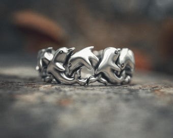 ドルフィンリング ソリッド925スターリングシルバー ロジウムラップ 