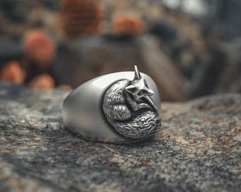 Personalized Fox Tail Ring – 925 Sterling Silver Adjustable Name Engraved Jewelry, Gift For Pet Lovers - View #6