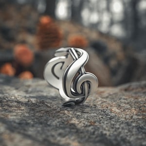 Treble Clef 925 Sterling Silver Ring | Handcrafted Music Note Jewelry | Musician Gift | Unique Band for Music Lovers & Performers