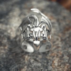 Dragon Ring Sterling Silver 925 Mythical Dragon Band Ring Handmade Fantasy Jewelry Medieval Dragon Ring Statement Ring