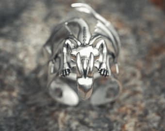 Dragon Ring Sterling Silver 925 Mythical Dragon Band Ring Handmade Fantasy Jewelry Medieval Dragon Ring Statement Ring