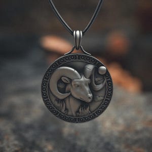 Aries Pendant Necklace 925 Sterling Silver | Handcrafted Ram Zodiac Medallion | Astrology Horoscope Birth Sign Jewelry | Unique Birthday