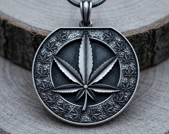 925 Silver Marijuana Leaf Pendant Necklace for Men