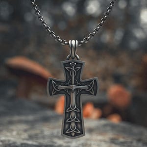 Celtic Cross Pendant - 925 Sterling Silver Irish Knot Necklace with Trinity Design - Handcrafted Christian Jewelry