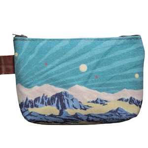 Bolsa de lona média com zíper impressa à mão | Aqua Spacescape