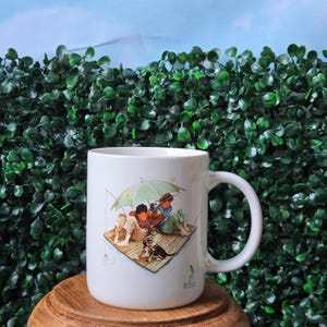 Recyclé * tasse à café vintage * Norman Rockwell « Fisherman&#39;s Paradise »
