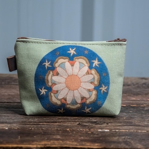 Bolsa de lona con cremallera mediana impresa / Mandala floral abstracto de margaritas