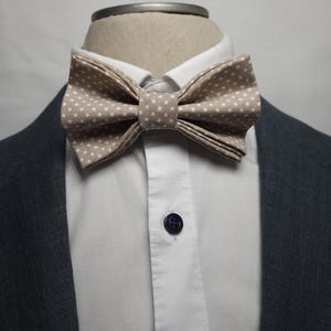 Herren Fliege  Wendefliege Beige Punkte     Hochzeit Taufe Bräutigam Handmade