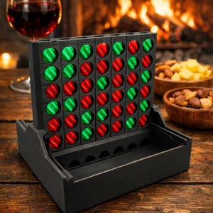 4 Gewinnt, vier in einer Reihe, Connect Four - Selbstsortierendes, kompaktes Reisespiel mit eigener Farbauswahl | Coole Geschenkidee