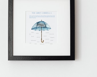 Grief Umbrella Poster: Watercolor Emotions Print