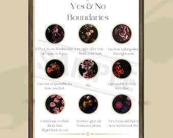 Yes & No Boundaries Poster: Therapist Office Decor (Digital Download)