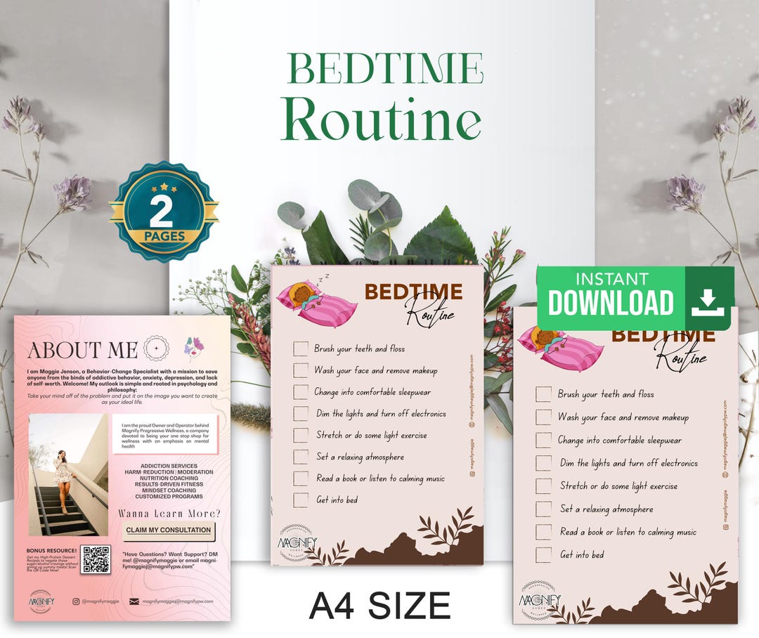 Bedtime Routine Checklist and Daily Planner, Routine Chart for Kids ...