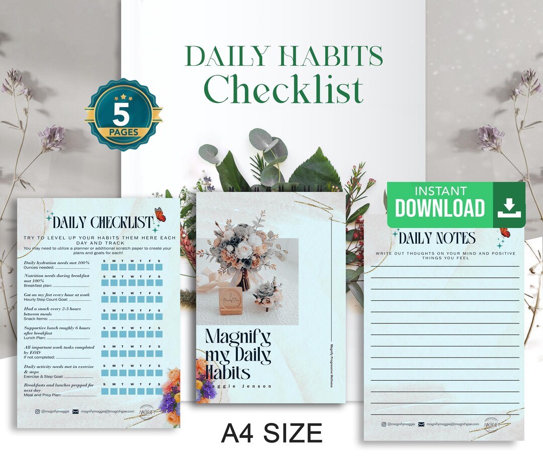 Daily Habit Checklist, Routine Tracker | Printable Daily Routine ...