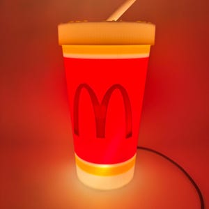 Mcdonald&#39;s Cup LED Lamp Light Box Decor for Gaming Room, Stream Setup 3d Printed