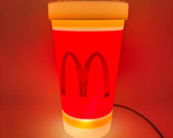 Mcdonald's Cup LED Lamp Light Box Decor for Gaming Room, Stream Setup 3d Printed