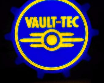 Vault Tech Button The Fallout Vault Tech LED Light Box Decor for Gaming, Stream Setup 3d ...