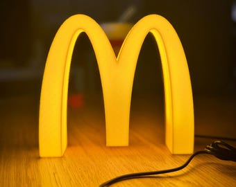 Mcdonald's Golden Arches LED Lamp: Retro 3D Printed Light Box - Etsy