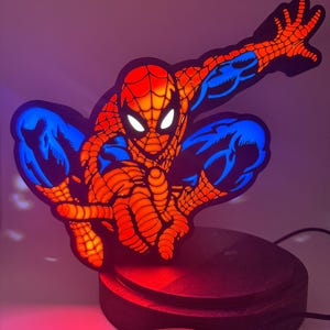 Spider Man LED Lamp Light Box Decor for Gaming Room, Stream Setup 3d Printed