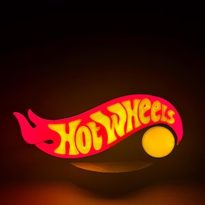 Hot Wheels Themed LED Lamp Light Box Neon Sign 3D Printed Decor Collection Gift