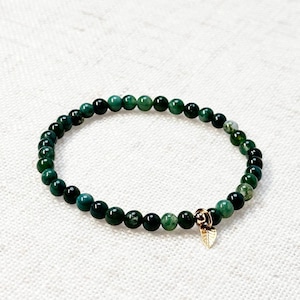 Natural Moss Agate Bracelet – Green Crystal for Abundance, Calming & Grounding, Handmade Gemstone Jewelry Gift