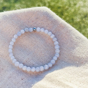 Blue Lace Agate Energy Bracelet | Calming Gemstone Jewelry for Stress Relief | Handmade Healing Crystal Bracelet | Unique Gift for Her