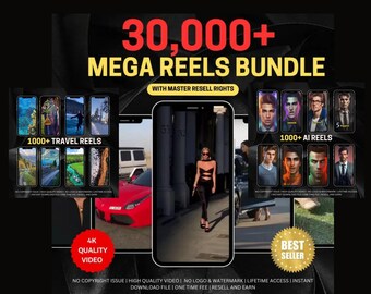 30,000+ Viral Faceless Instagram Reels | Editable Short Video Content | Master Resell & PLR Rights | Monetize with Trending No-Face Reels