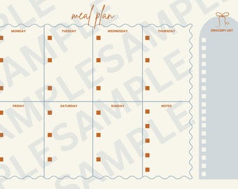 Aesthetic Pale Weekly Meal Planner