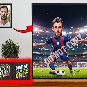 Personalized Soccer Player Caricature, Custom Digital Portrait, Funny Football Gift for Him & Her, Unique Sports Cartoon Art