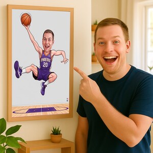 Custom Basketball Player Caricature Portrait | Gift For Basketball Player | Basketball Player Cartoon | Caricature From Photo