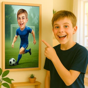 Personalised Soccer Player Cartoon Portrait, Custom Soccer Player Caricature from Photo, Funny Soccer Player Caricature Gift for Him