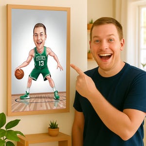 Custom Portrait Cartoon Caricature, Basketball Player Cartoon Portrait, Gift for Basketball Player, Basketball Caricature, Sport Cartoon