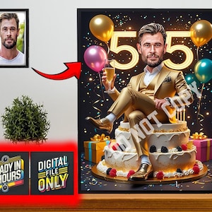 Personalisiertes 55th Mann Cartoon Portrait | 50er Geburtstag Karikatur | Geburtstag Cartoon | Personalisierte Geburtstagsgeschenk | Geburtstag des Mannes | Lustiges Geschenk