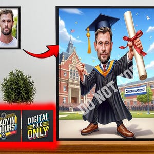 Custom Graduation Cartoon Portrait, Graduation Portrait, Graduation Gift, Graduation Cartoon, Graduation Caricature, Caricature from Photo