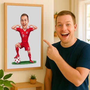 Personalized Soccer Player Cartoon Portrait, Custom Soccer Player Caricature Drawing from Photo, Funny Soccer Player Caricature Gift for Him