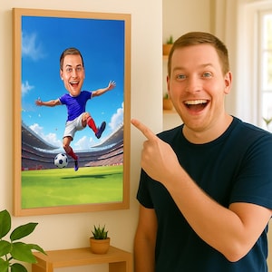 Footballer Caricature, Football Cartoon Portrait, Gift for him, Soccer Cartoon, Funny football Gift, Custom Caricature from Photo, Any team