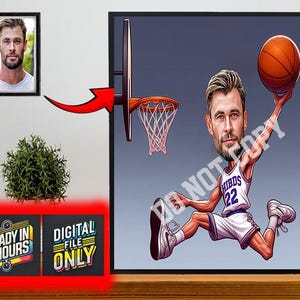 Caricatura personalizzata del fumetto, ritratto del fumetto del giocatore di basket, regalo per giocatore di basket, caricatura del basket, fumetto sportivo