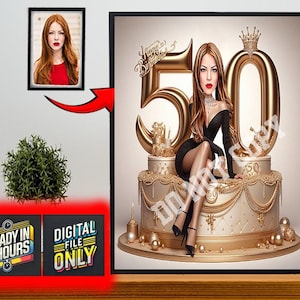 Gepersonaliseerde 50e cartoonportret, karikatuur 50e verjaardag, karikatuur verjaardag, aangepaste verjaardagscadeau, grappig cadeau, digitale verjaardagskaart
