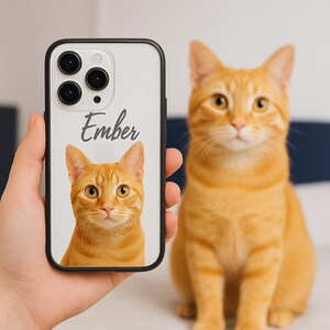 Custom Pet Portrait Phone Case Personalized Dog and Cat Name Case for iPhone and Samsung Gift for Pet Lovers