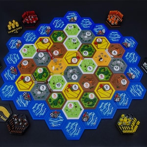DELUXE Settler of Catan 3D upgrade kit for 3-6 players (sturdy hard plastic box)