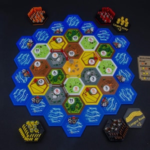 DELUXE Settler of Catan 3D upgrade kit for 3-4 players (sturdy hard plastic box)
