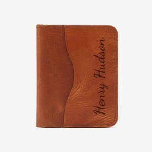 Personalisierte Name Leder Geldbörse für Männer, Benutzerdefinierte Kalbsleder Minimalist Slim Kartenhalter, echtes Echtleder Groomsman Card Wallet Geschenk